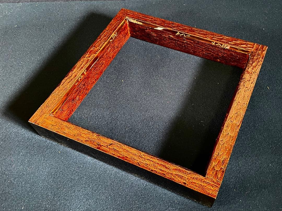 【美品】「祖」 松肌塗 松葉散らし 炉縁 在銘 共箱 茶道具 （121D①）