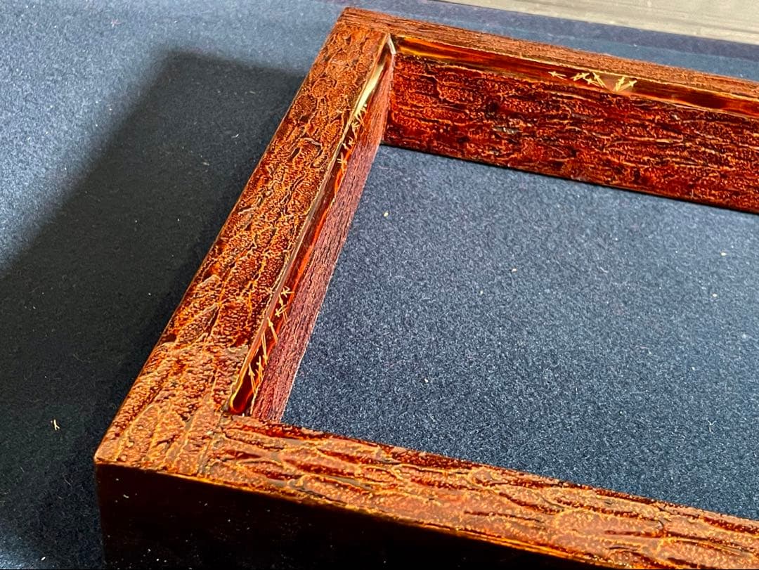 【美品】「祖」 松肌塗 松葉散らし 炉縁 在銘 共箱 茶道具 （121D①）