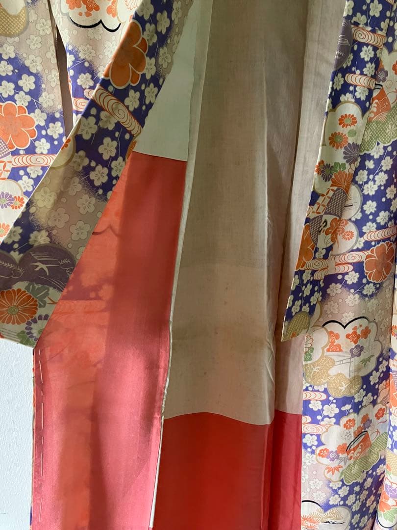 【美品・レア柄！】梅に桜・紅葉に千鳥まで、大人可愛く大正ロマン☆アンティーク着物