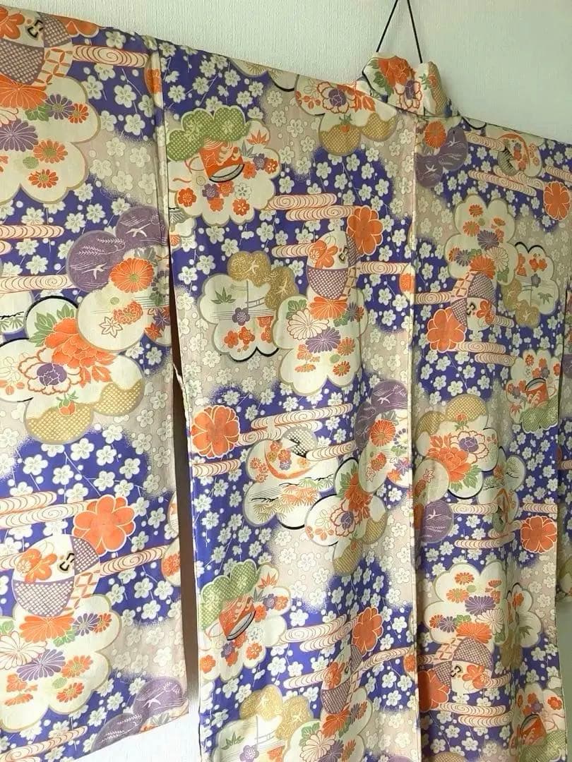 【美品・レア柄！】梅に桜・紅葉に千鳥まで、大人可愛く大正ロマン☆アンティーク着物