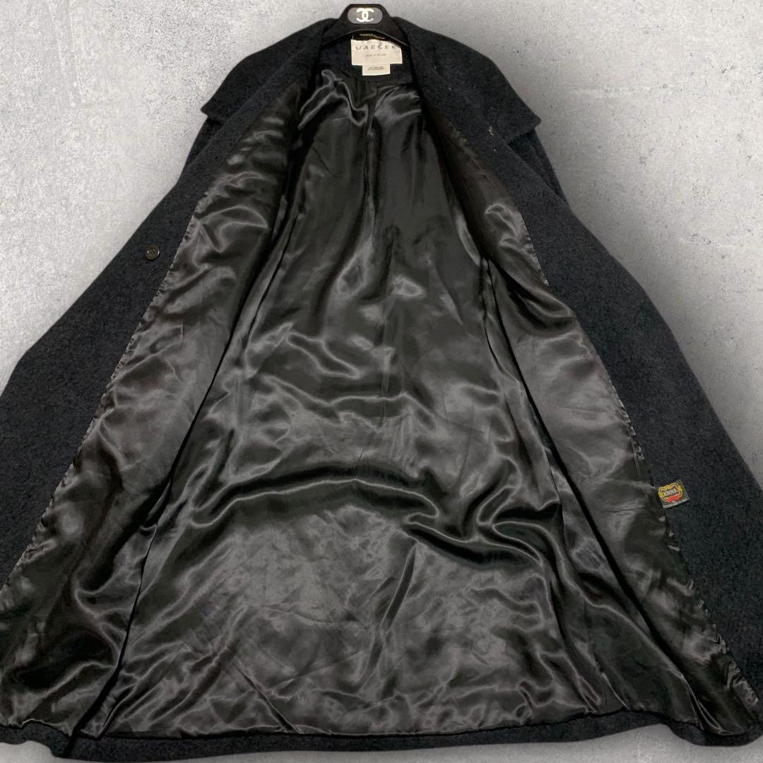 美品✨ イエーガー ウールコート アルパカ混 女優襟 ブラック ロング丈 12