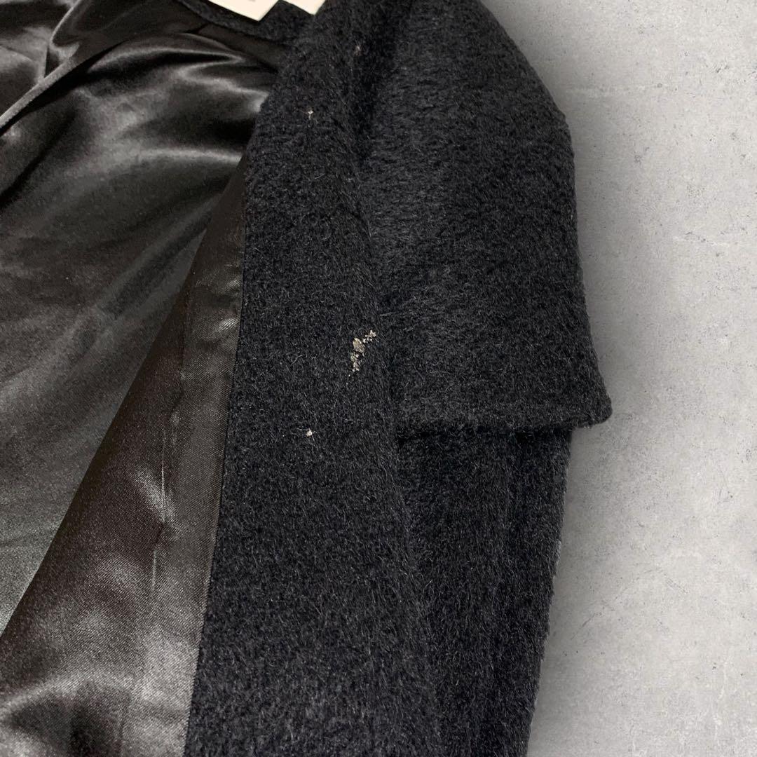 美品✨ イエーガー ウールコート アルパカ混 女優襟 ブラック ロング丈 12