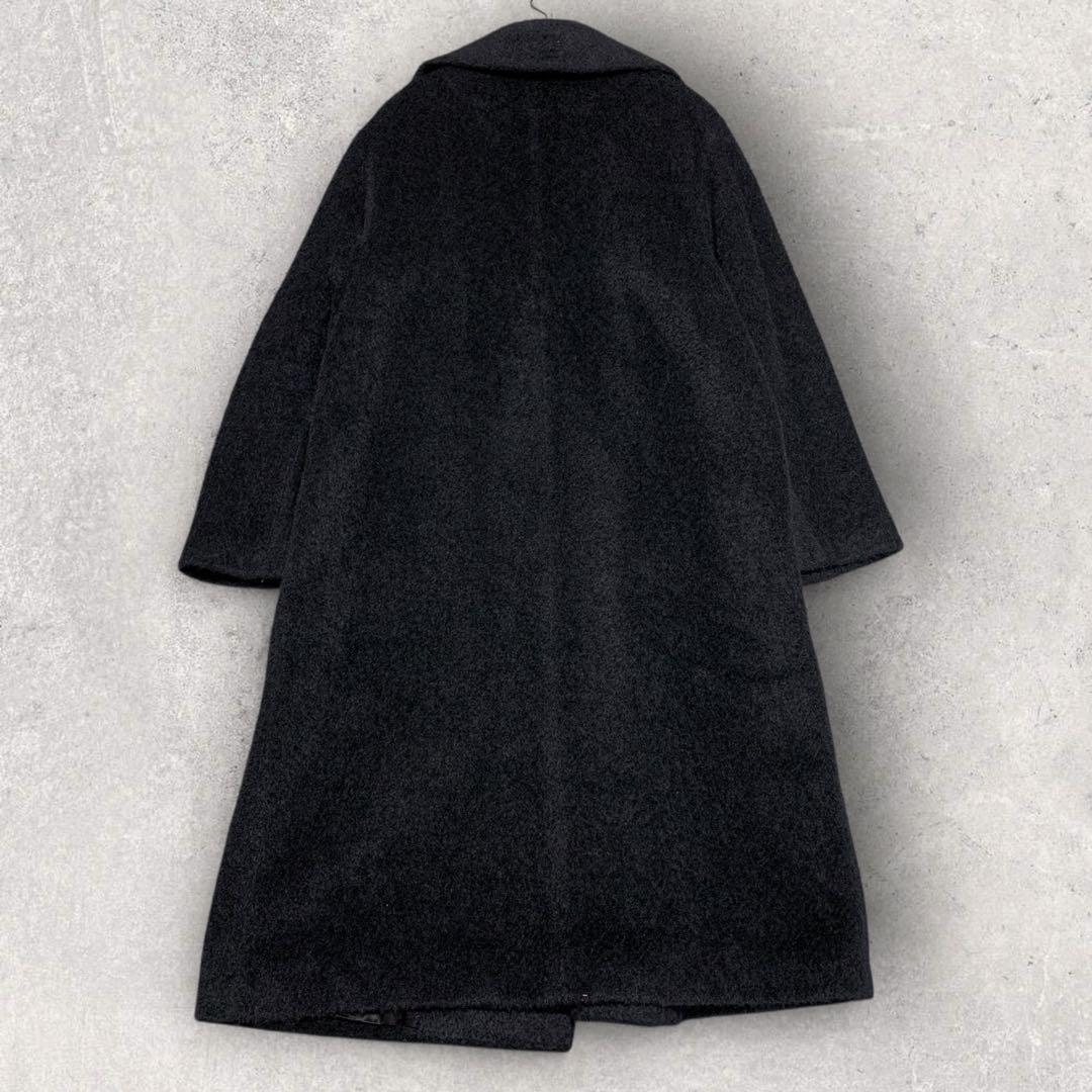 美品✨ イエーガー ウールコート アルパカ混 女優襟 ブラック ロング丈 12