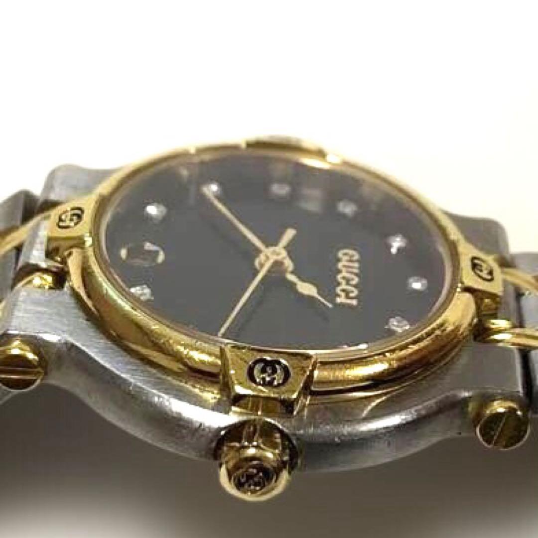 y*a様 GUCCI グッチ　11pダイヤ　黒文字盤　コンビ　レディース腕時計