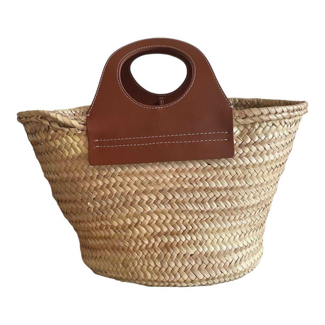 【美品】 HEREU CABAS ストローバッグ カゴバック レザー