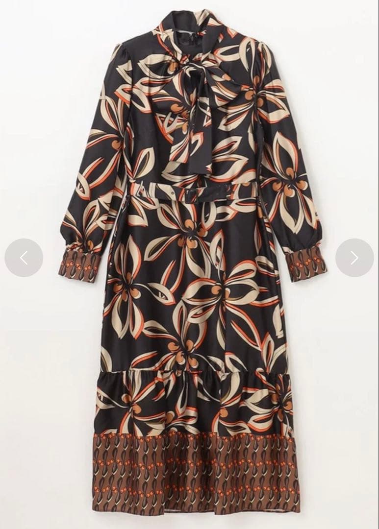 グレースコンチネンタル　レトロフラワープリントワンピース （ブラック）36