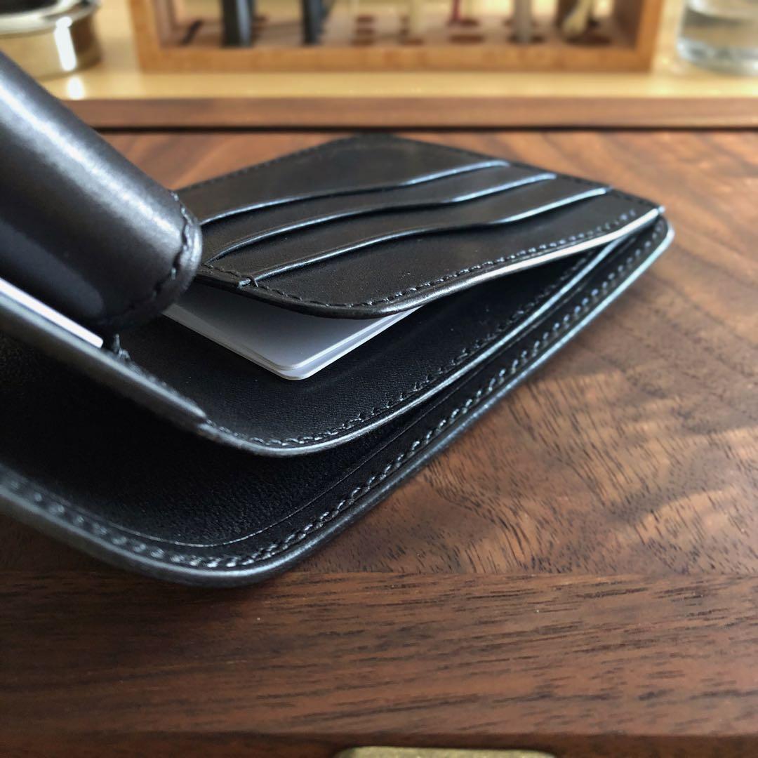 栃木ワイルドサドルブラック 二つ折り財布 総手縫い