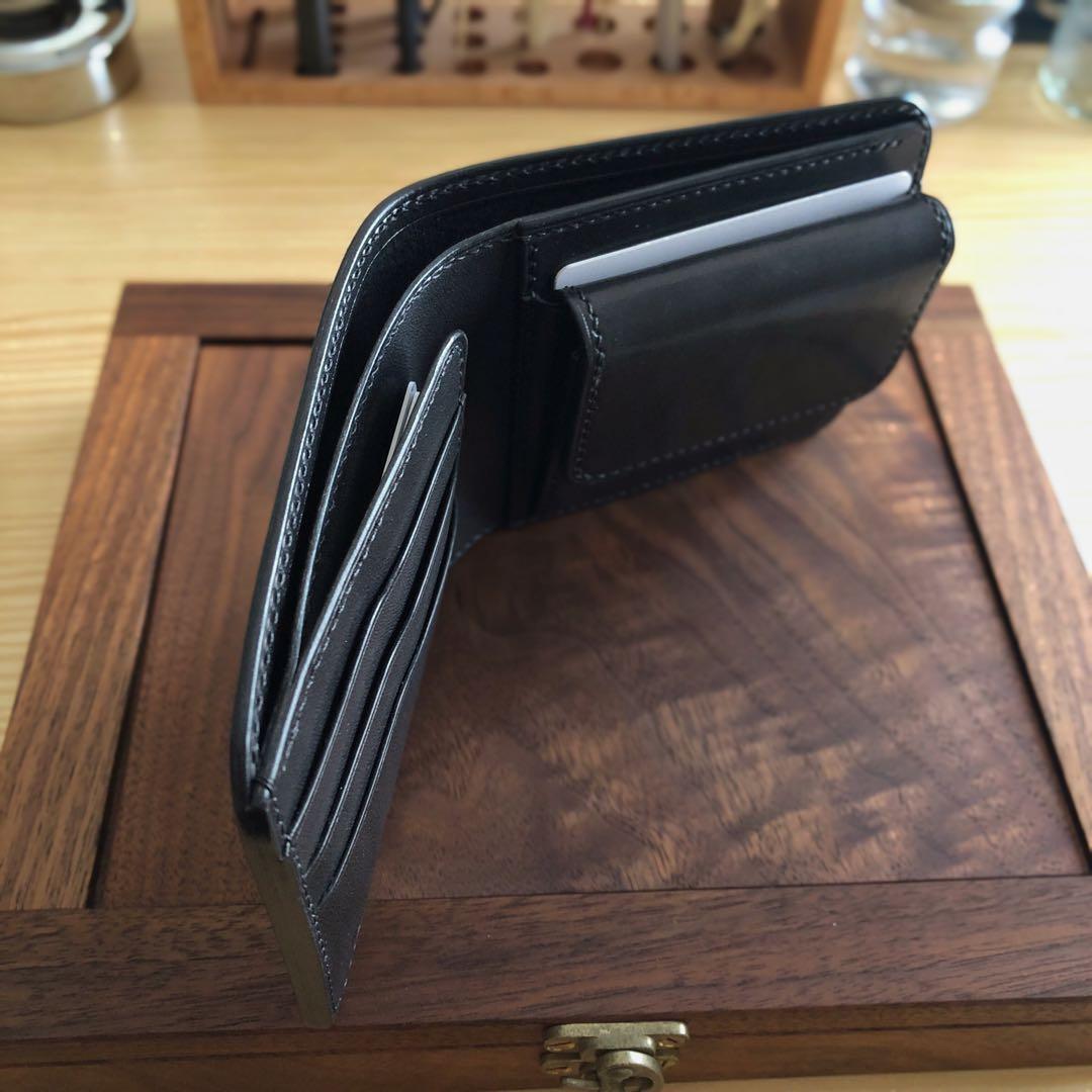 栃木ワイルドサドルブラック 二つ折り財布 総手縫い