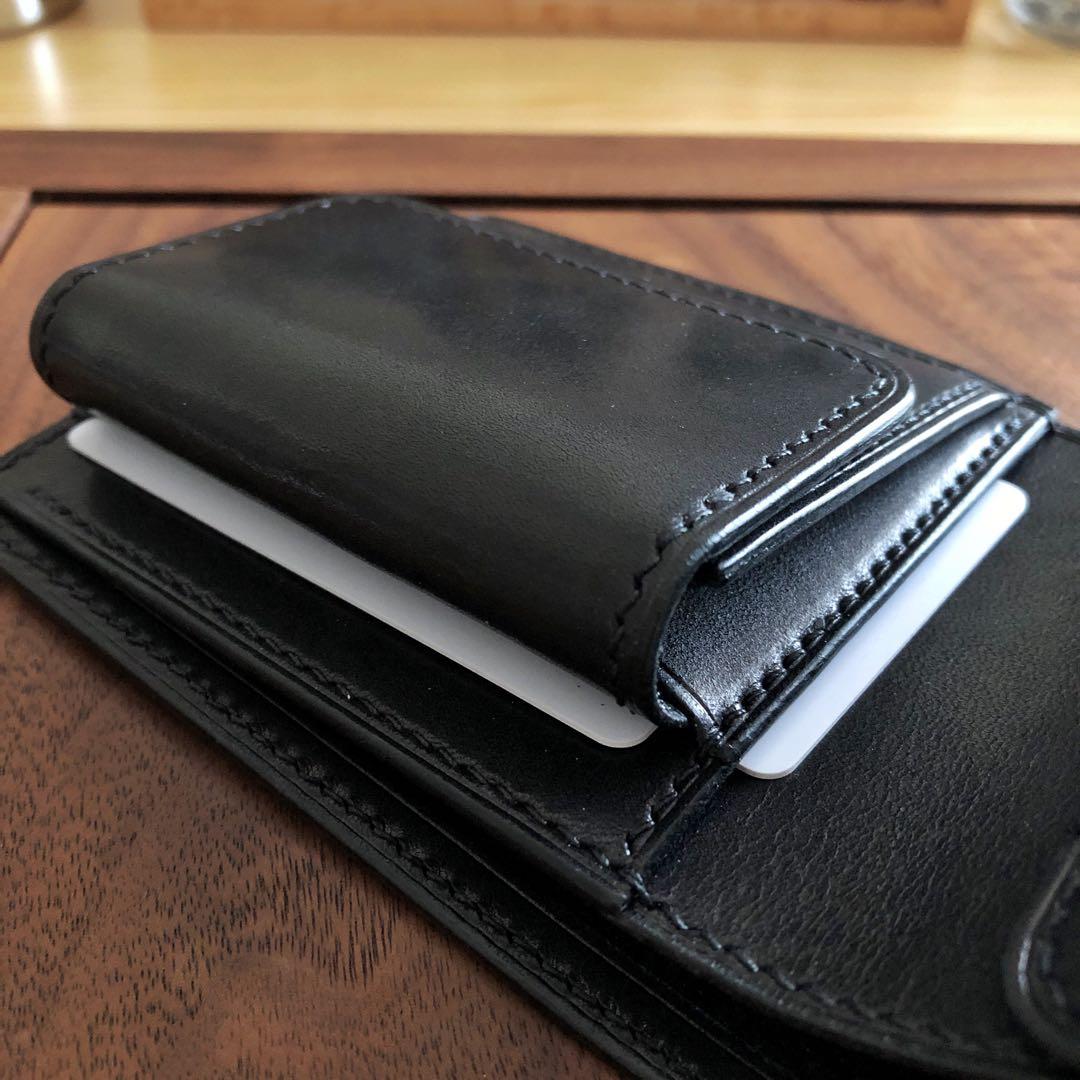 栃木ワイルドサドルブラック 二つ折り財布 総手縫い
