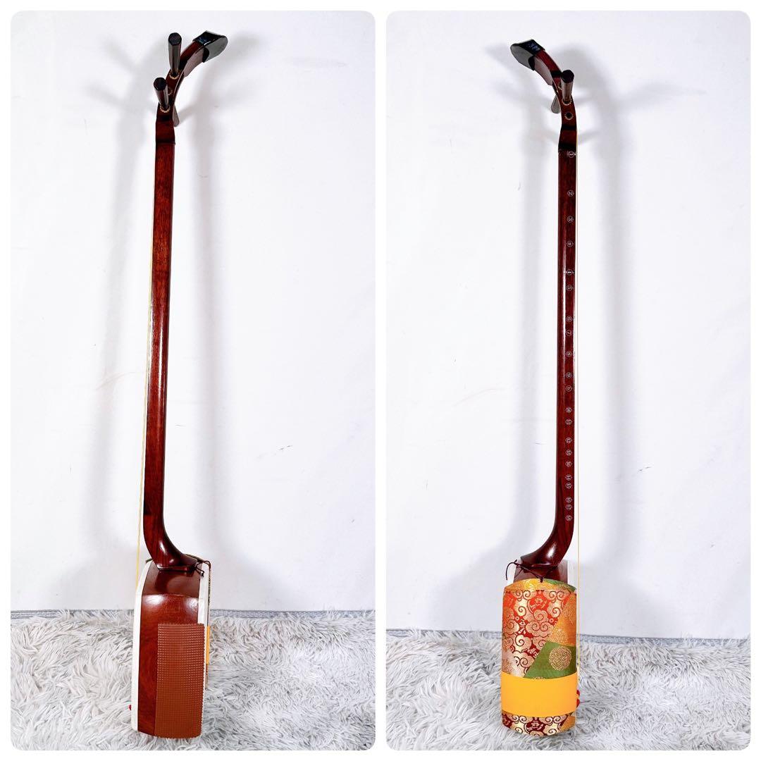 【希少】長唄三味線　細棹　花梨　正寸　丸打胴　本皮　皮破れなし　①