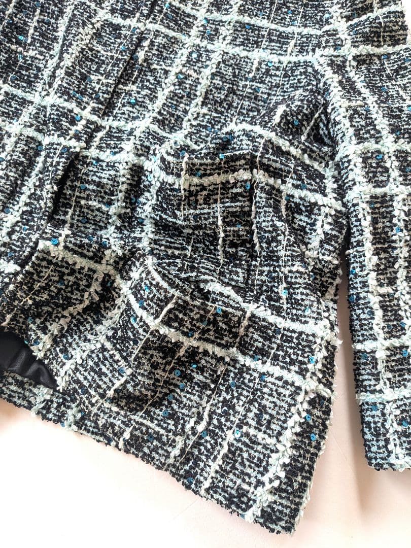 定価約10万 美品 Drawer ノーカラーラメツイードジャケット