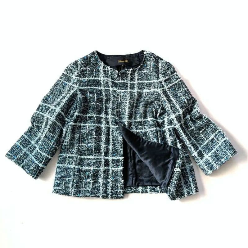 定価約10万 美品 Drawer ノーカラーラメツイードジャケット