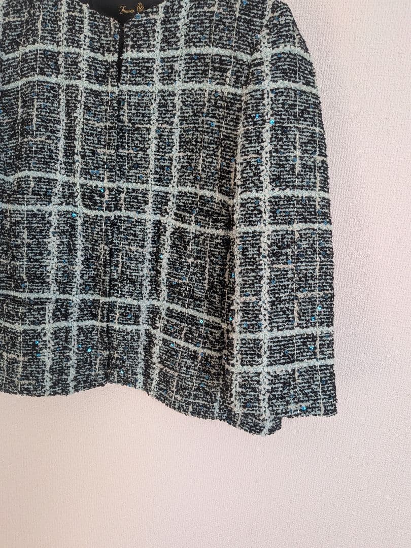 定価約10万 美品 Drawer ノーカラーラメツイードジャケット
