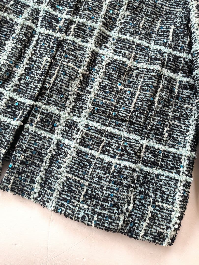 定価約10万 美品 Drawer ノーカラーラメツイードジャケット