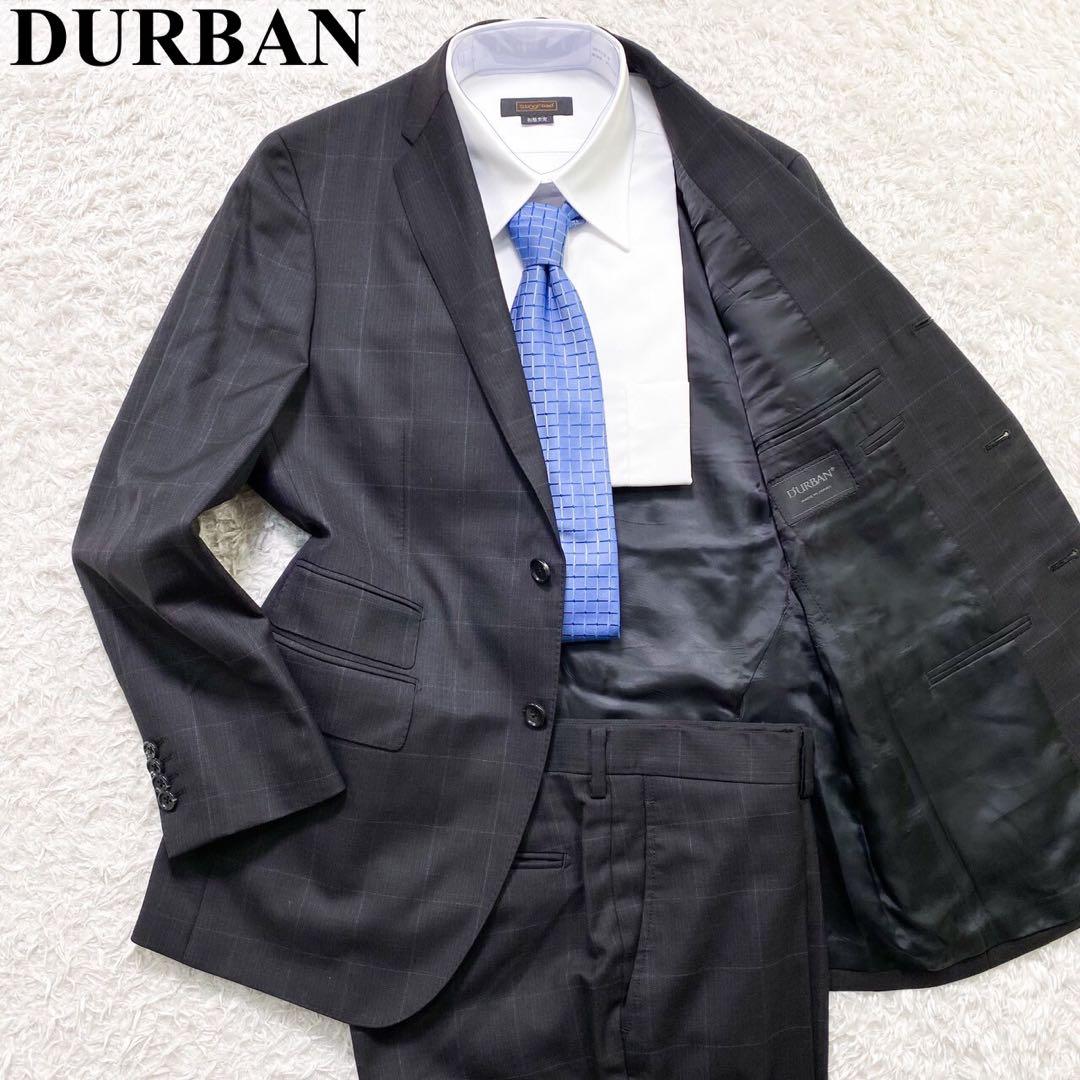 DURBAN ダーバン セットアップ 背広 シングル 2B 黒 チェック AB4