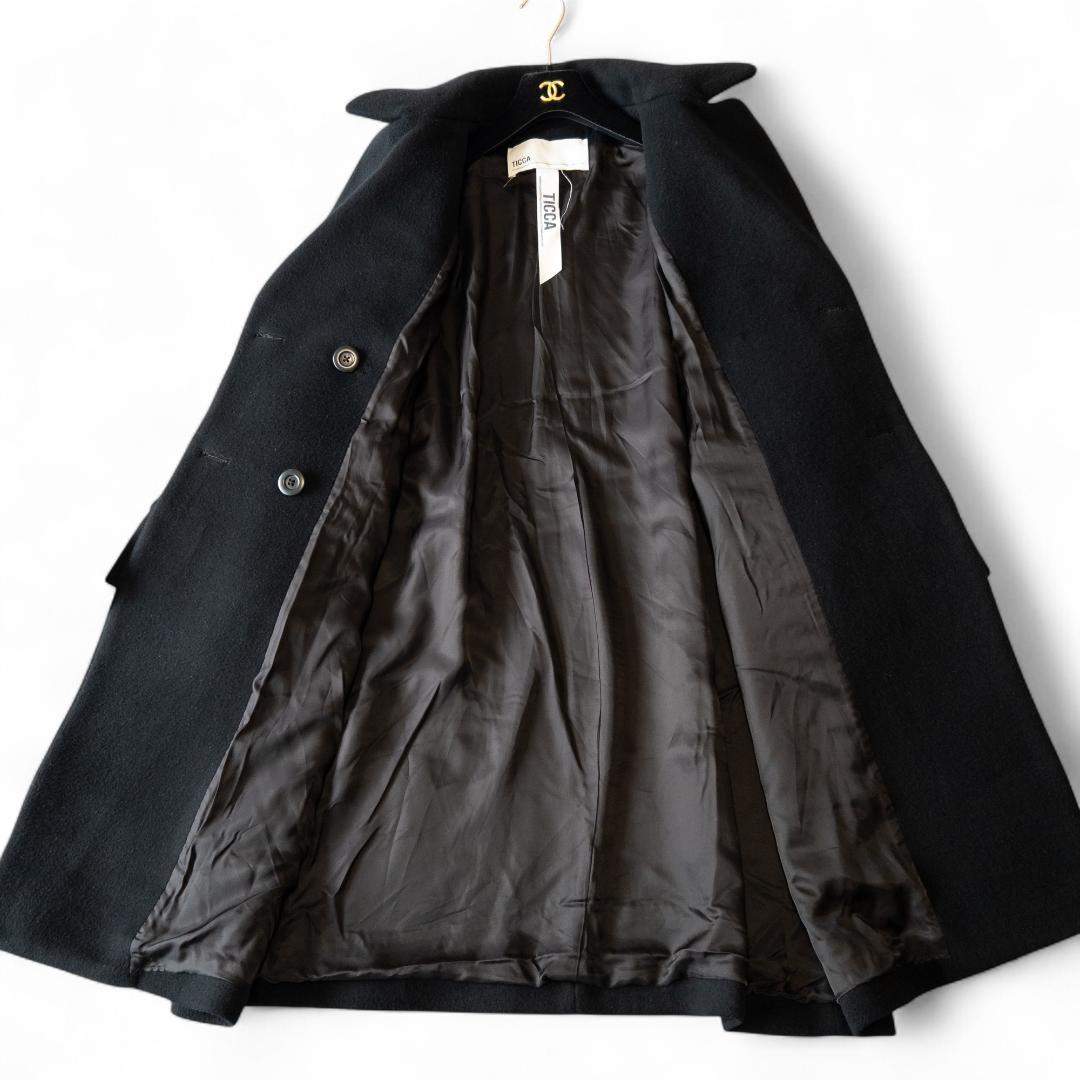 TICCA テントコート ミモレ丈 ブラック ダブルブレスト
