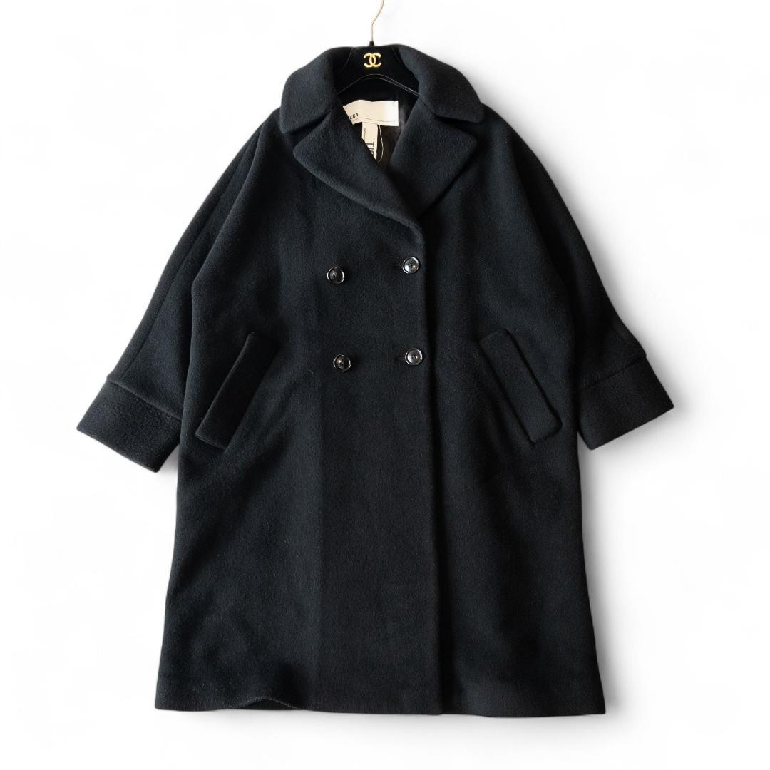 TICCA テントコート ミモレ丈 ブラック ダブルブレスト