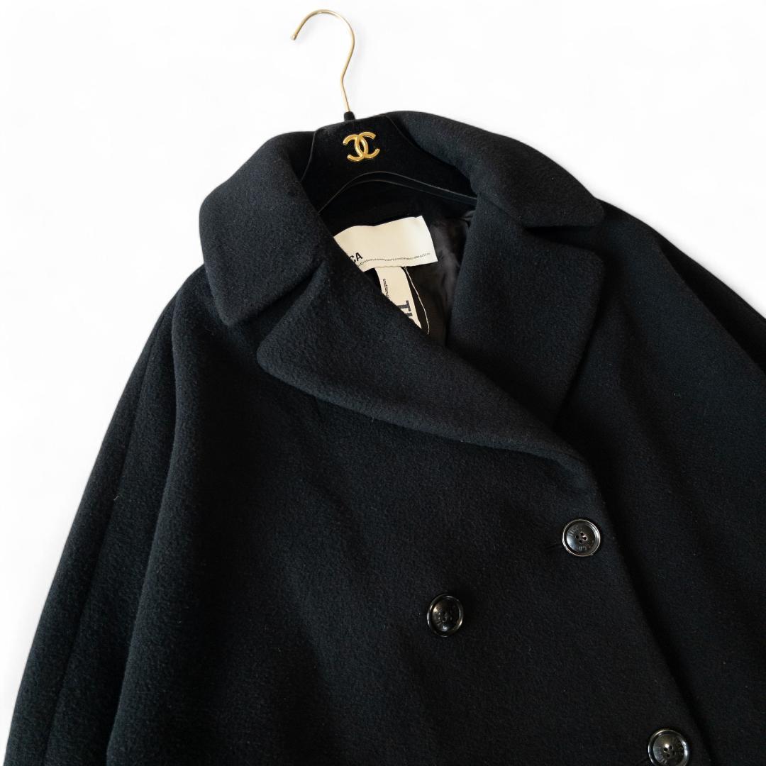 TICCA テントコート ミモレ丈 ブラック ダブルブレスト