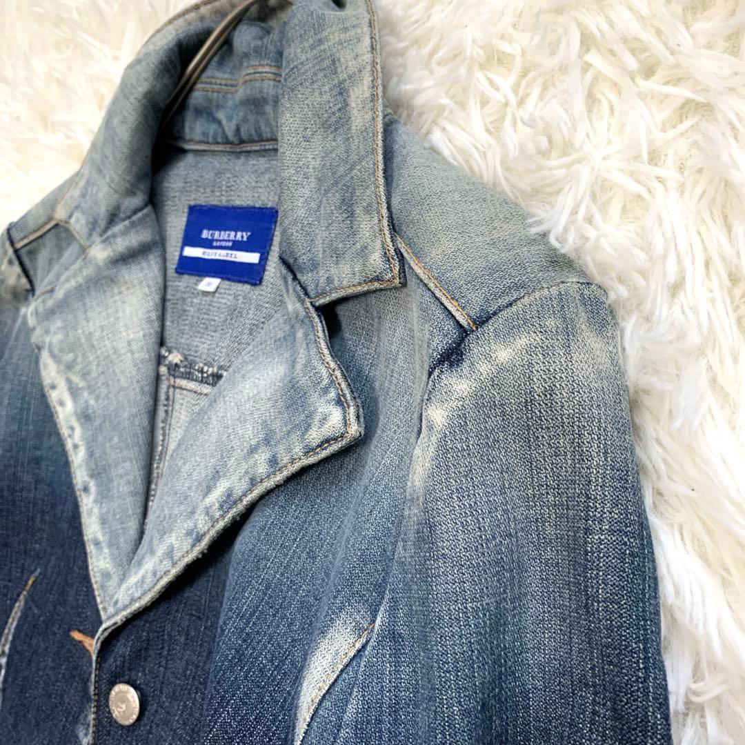 バーバリーブルーレーベル　デニムジャケット　デニムブルゾン　ウォッシュ加工　M