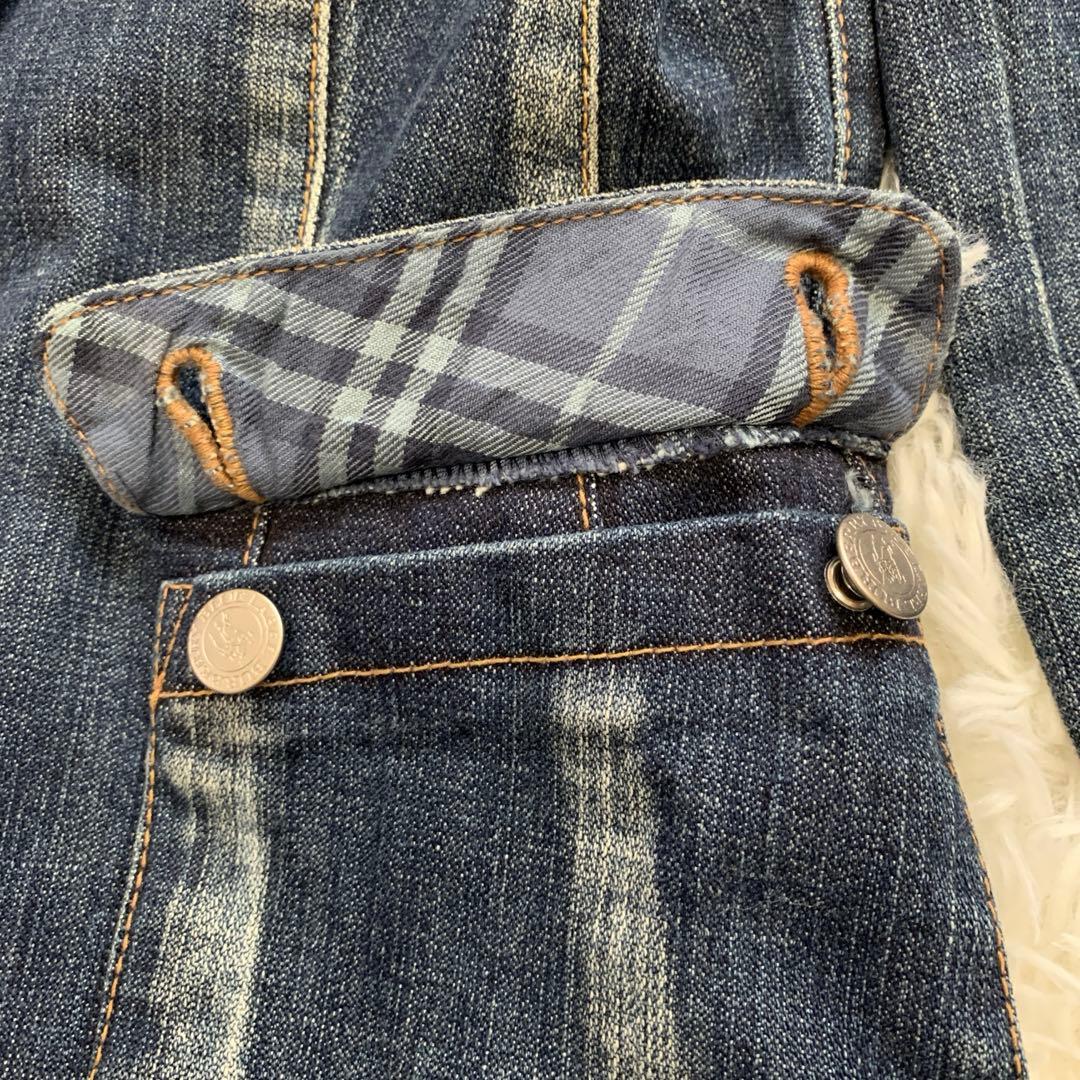 バーバリーブルーレーベル　デニムジャケット　デニムブルゾン　ウォッシュ加工　M