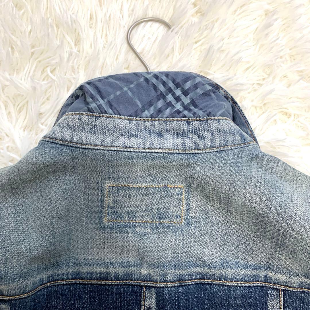 バーバリーブルーレーベル　デニムジャケット　デニムブルゾン　ウォッシュ加工　M
