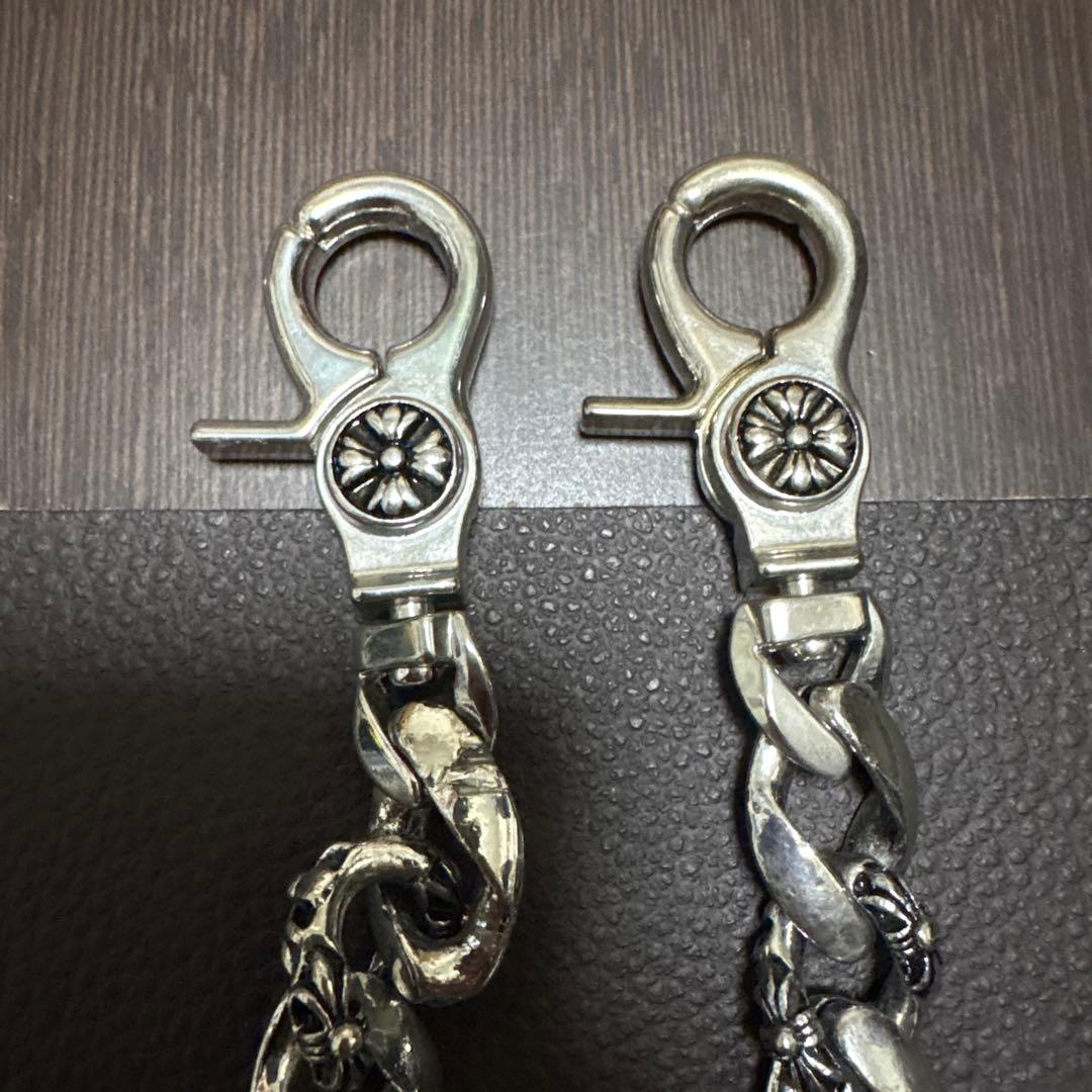 シルバーウォレットチェーン　ダブルクリップタイプ