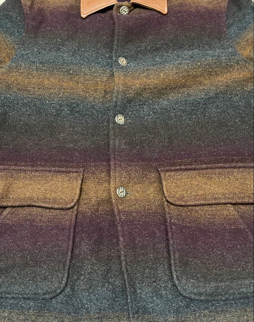 90s Noatak vintageウール　カバーオール レザー襟　Lサイズ