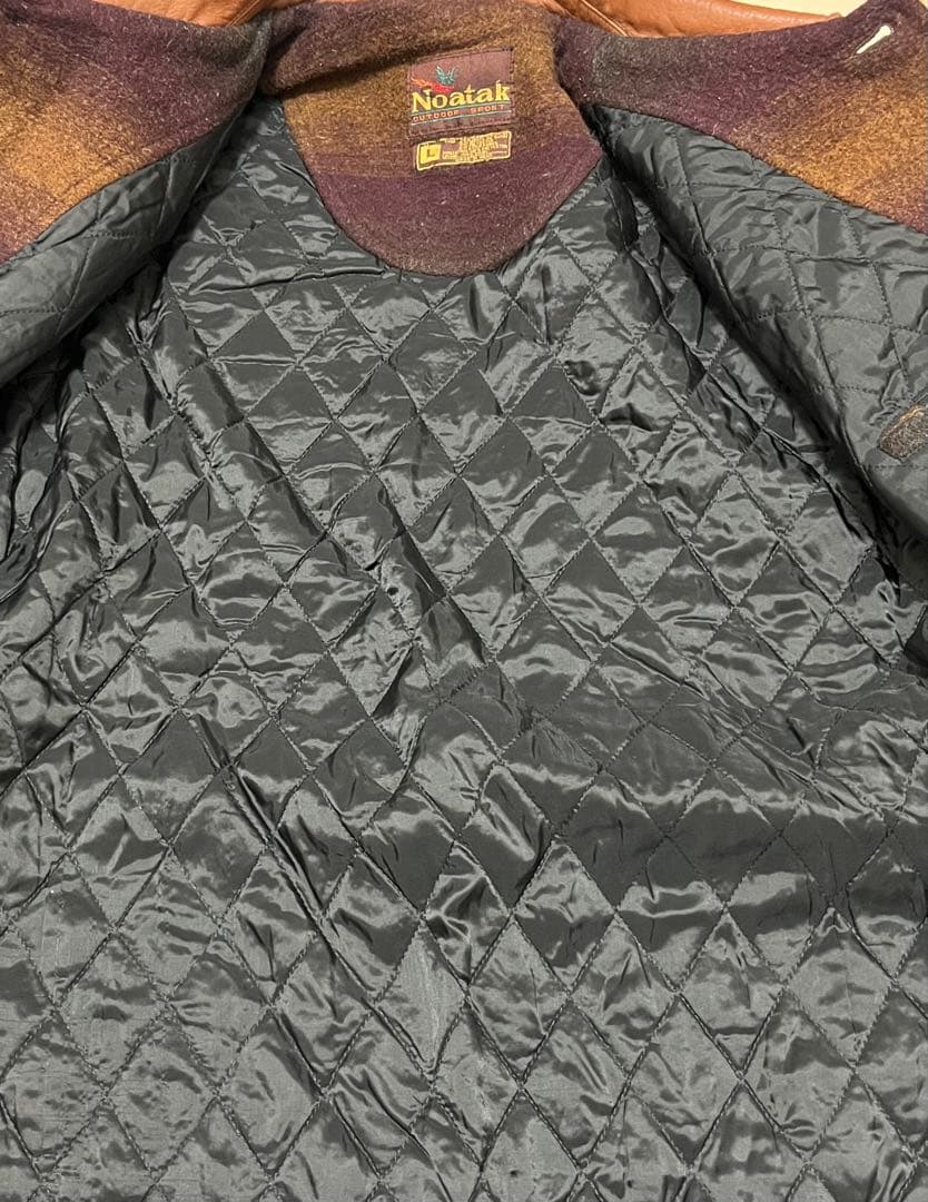 90s Noatak vintageウール　カバーオール レザー襟　Lサイズ