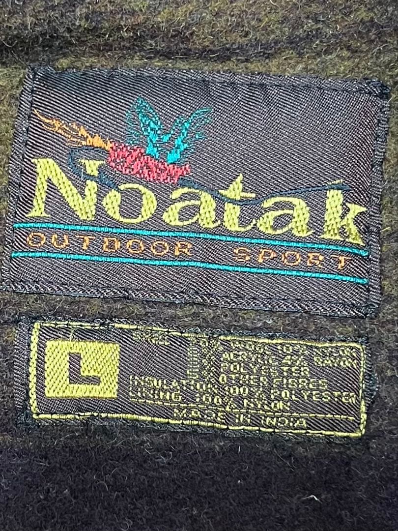 90s Noatak vintageウール　カバーオール レザー襟　Lサイズ