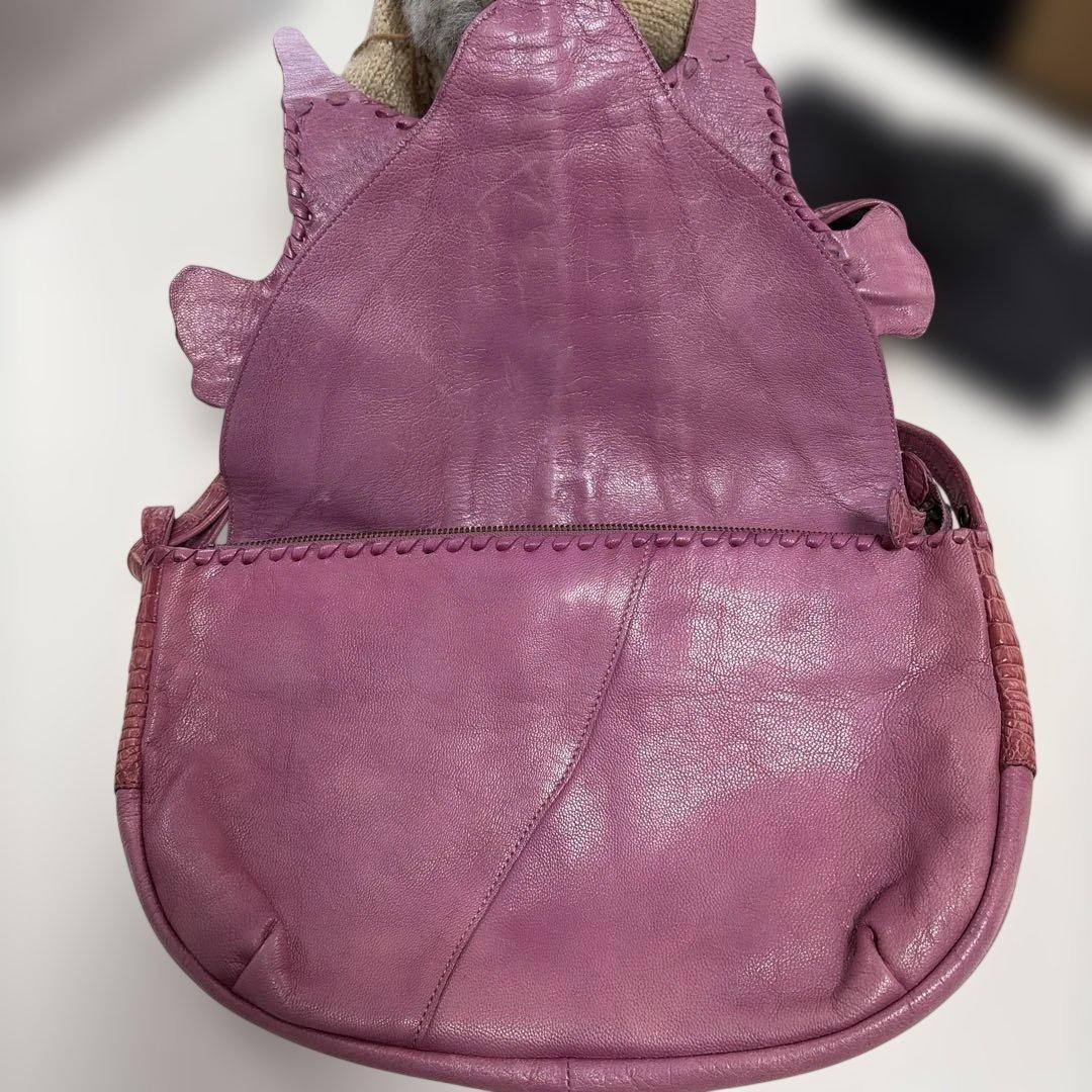 IBIZA　レザーショルダーバッグ　ワニ革被せ　美品！