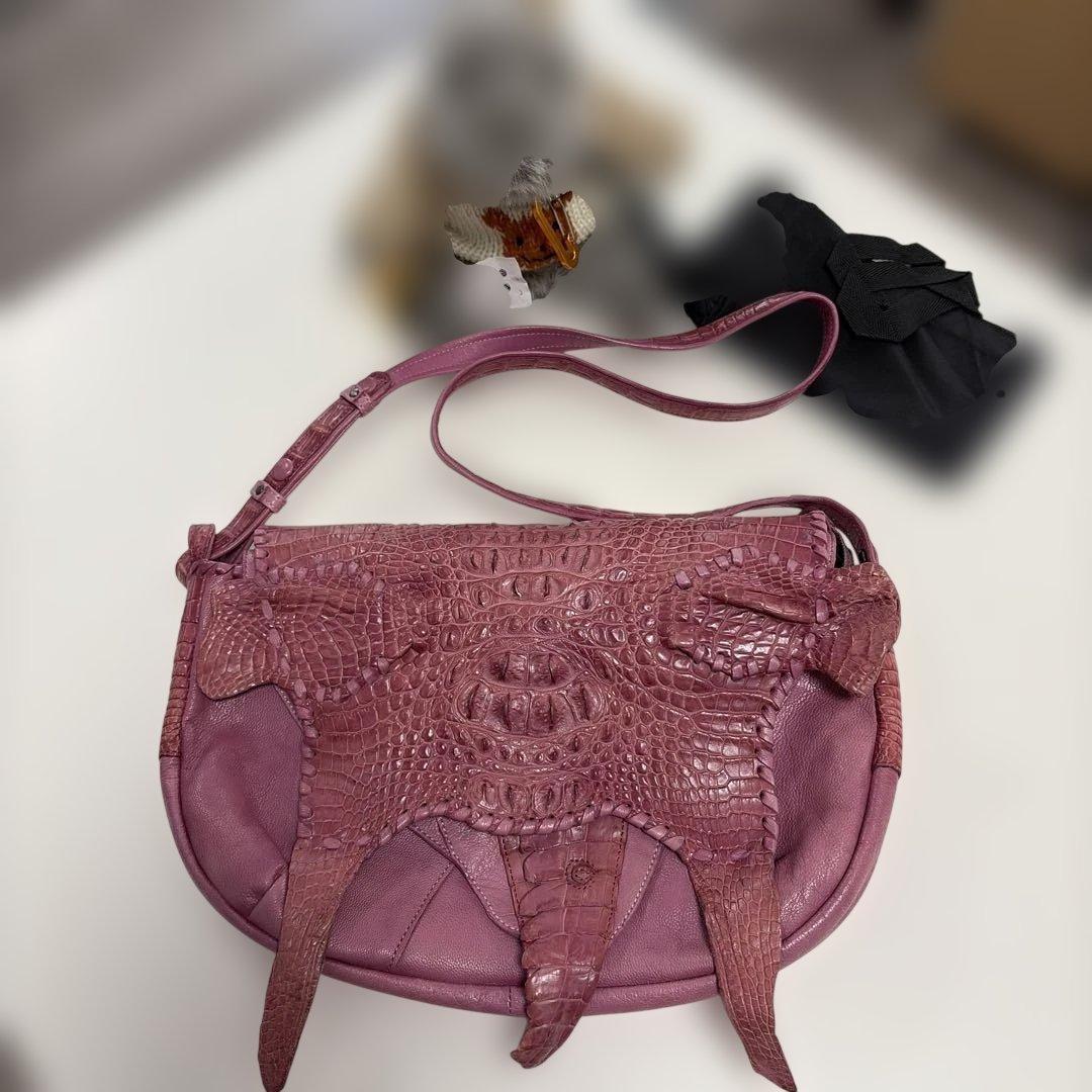 IBIZA　レザーショルダーバッグ　ワニ革被せ　美品！