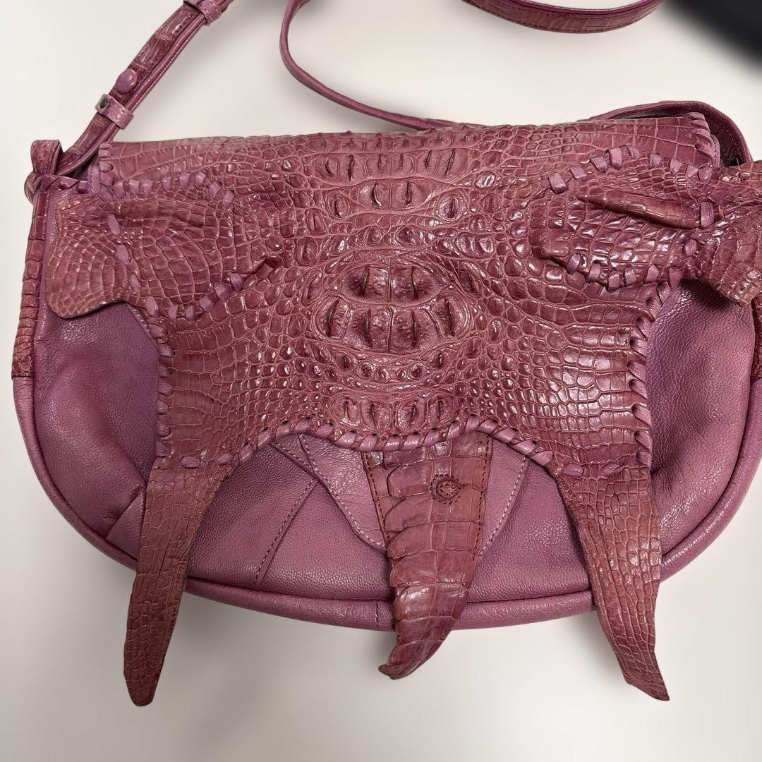 IBIZA　レザーショルダーバッグ　ワニ革被せ　美品！