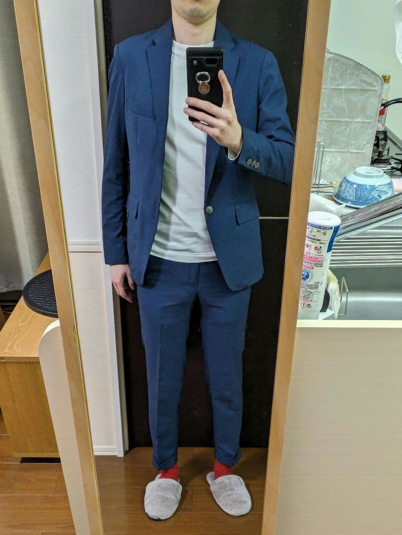 美品EDIFICEセットアップ上下　ネイビー サイズS