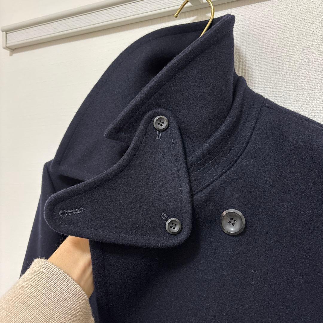 最終値下げ:ATTACHMENT カシミヤ混平二重メルトンピーコート1 ネイビー
