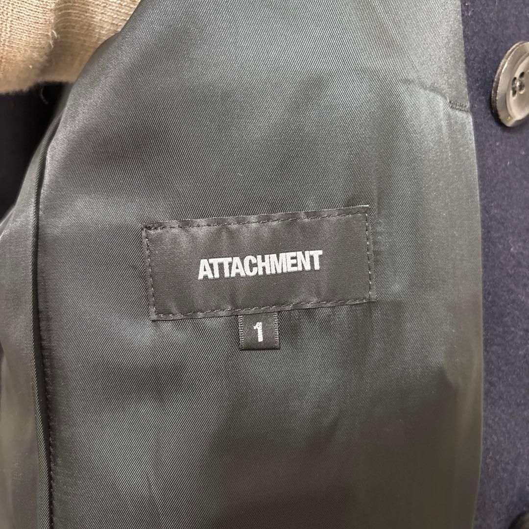 最終値下げ:ATTACHMENT カシミヤ混平二重メルトンピーコート1 ネイビー