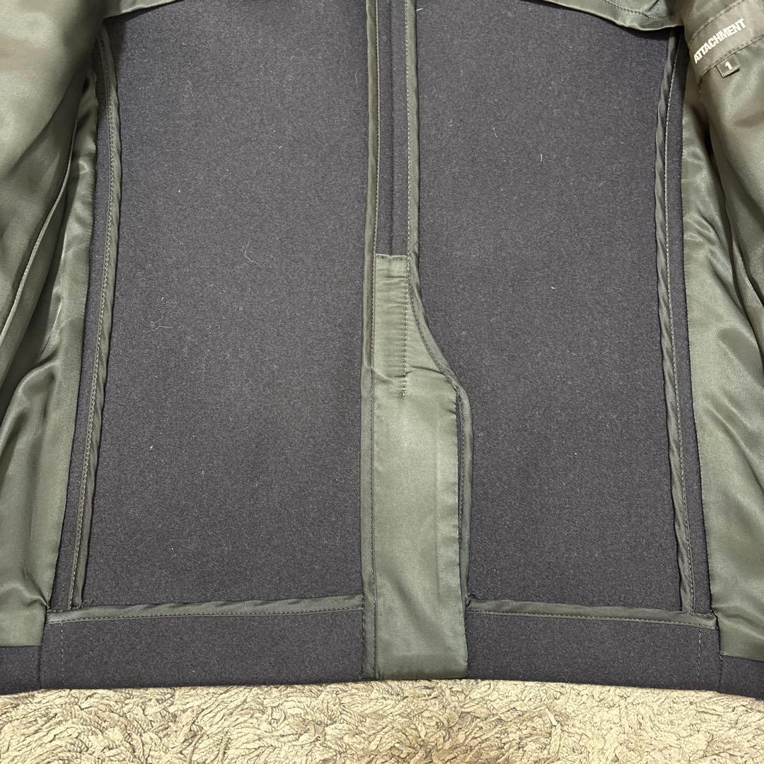 最終値下げ:ATTACHMENT カシミヤ混平二重メルトンピーコート1 ネイビー