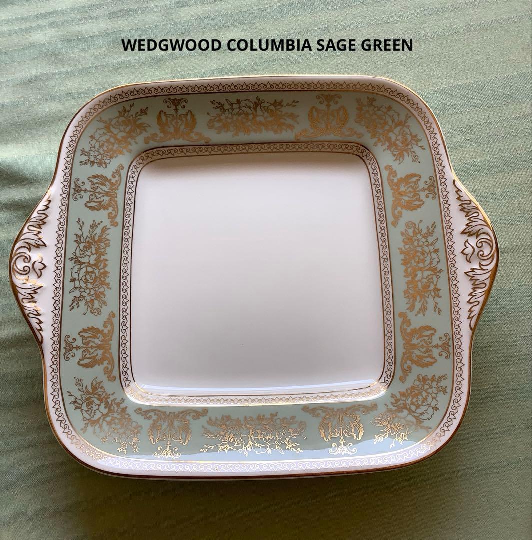  ウェッジウッド　コロンビアセージグリーン　B&Bプレート　黒壺