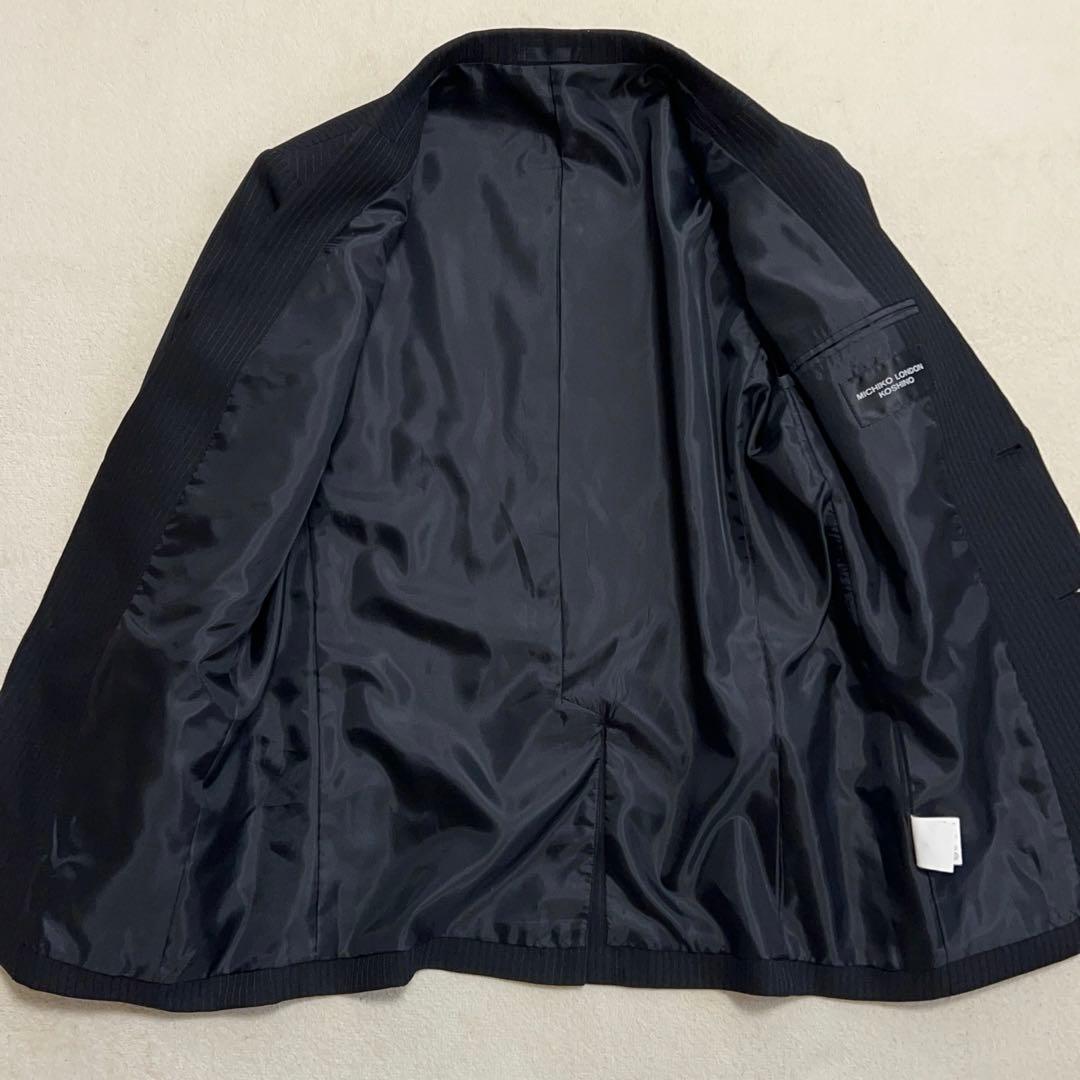 美品　ミチコロンドン　スーツセット　165cm 男の子　ブラック　ストライプ　黒