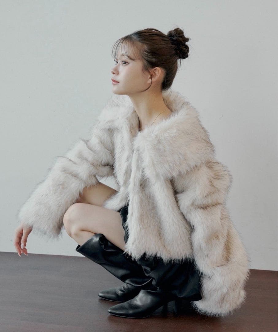 Chico ファーショートコート アイボリー