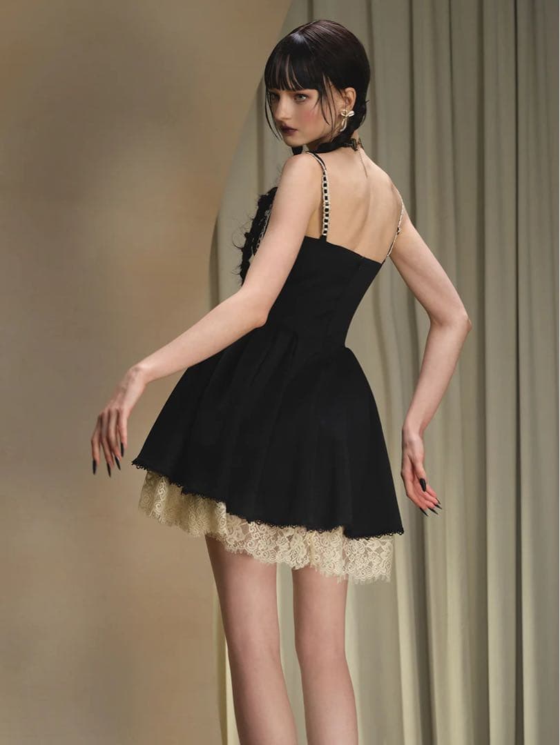 ロリータスタイル 黒のコルセットドレス Mサイズ Lacemade レースメイド