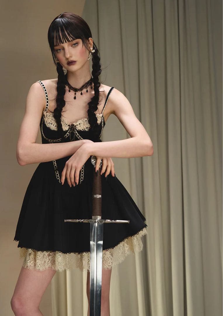 ロリータスタイル 黒のコルセットドレス Mサイズ Lacemade レースメイド