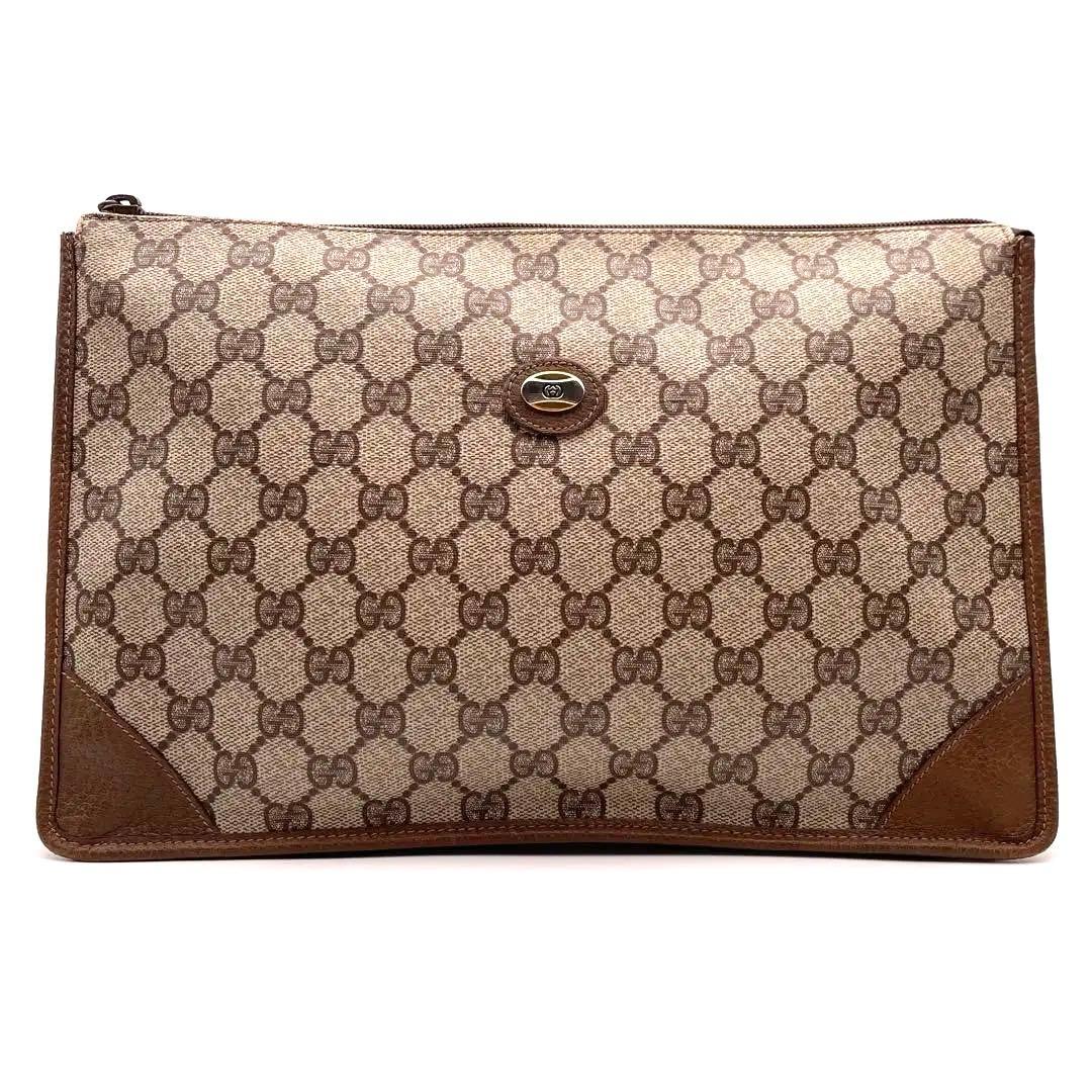 ✨美品✨ オールドグッチ GG レザー クラッチバッグ 茶色 レディース メンズ