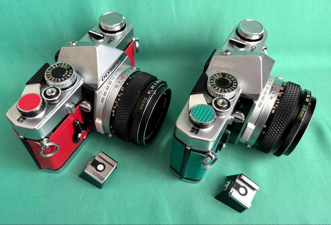 専用★OLYMPUS OM-1レッド.50mm/OM-1ライトグリーン.28mm