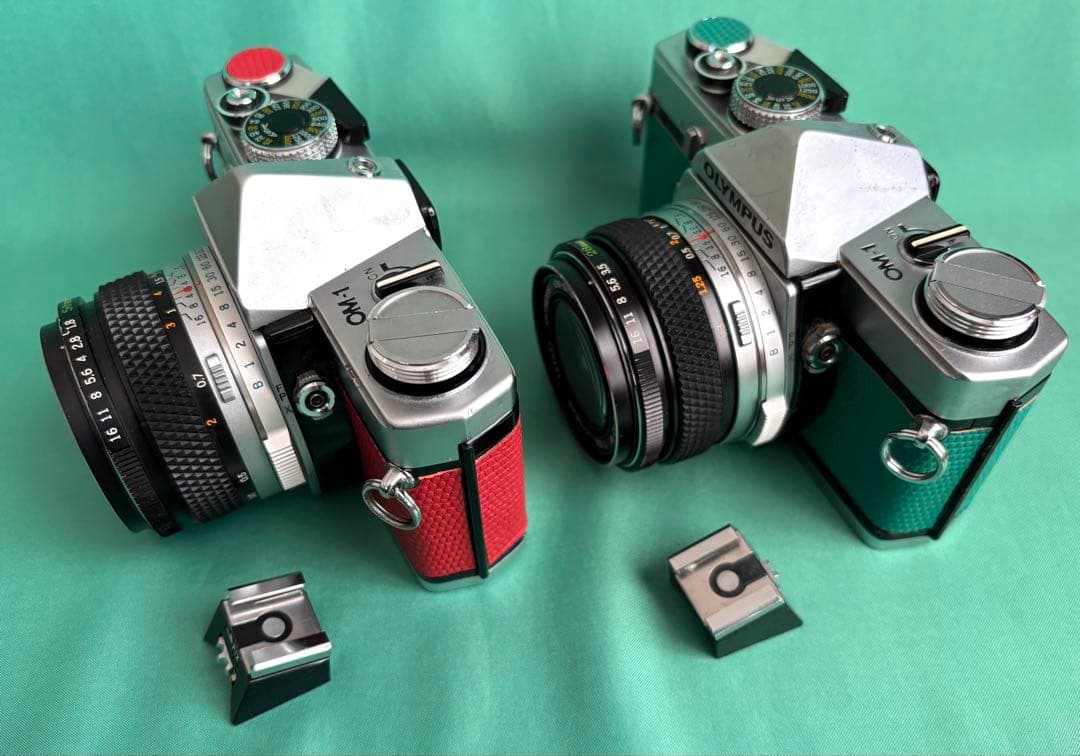 専用★OLYMPUS OM-1レッド.50mm/OM-1ライトグリーン.28mm