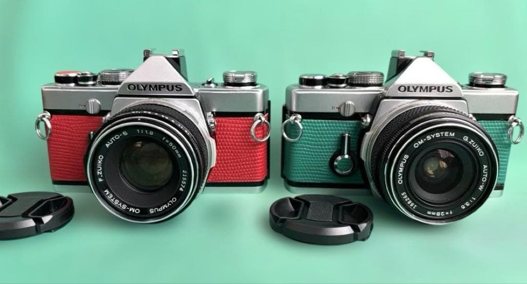 専用★OLYMPUS OM-1レッド.50mm/OM-1ライトグリーン.28mm