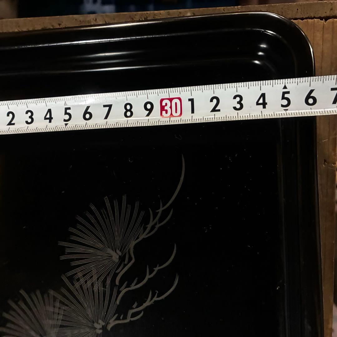 漆器 会席膳 御膳 お盆 10枚 鷹 松 昭和初期 骨董 古道具