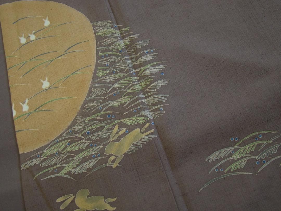 加賀友禅 柿本市郎 本場 結城紬 附下 正絹 仕立上り～163cm Tｓ603