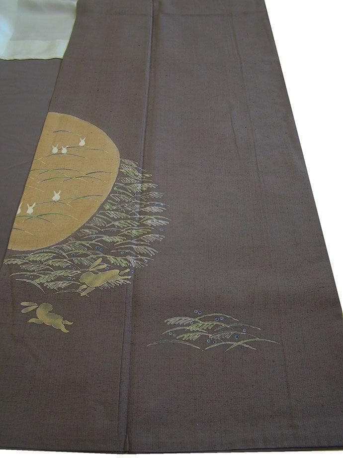 加賀友禅 柿本市郎 本場 結城紬 附下 正絹 仕立上り～163cm Tｓ603