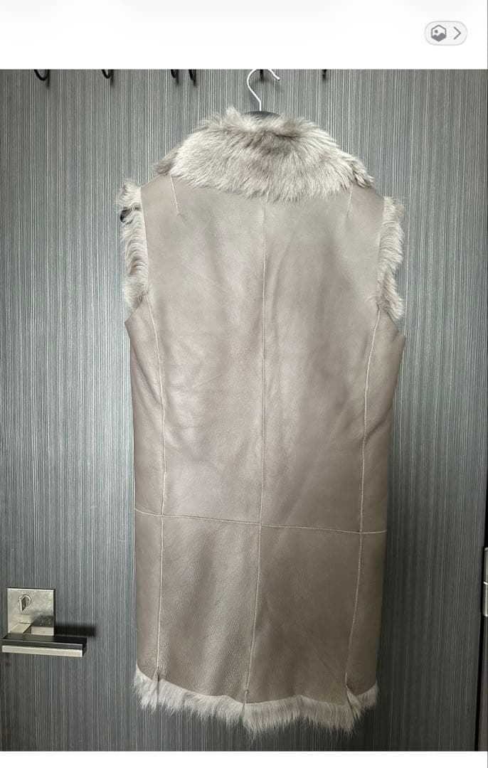 グレー ファーコート ノースリーブ ロング丈