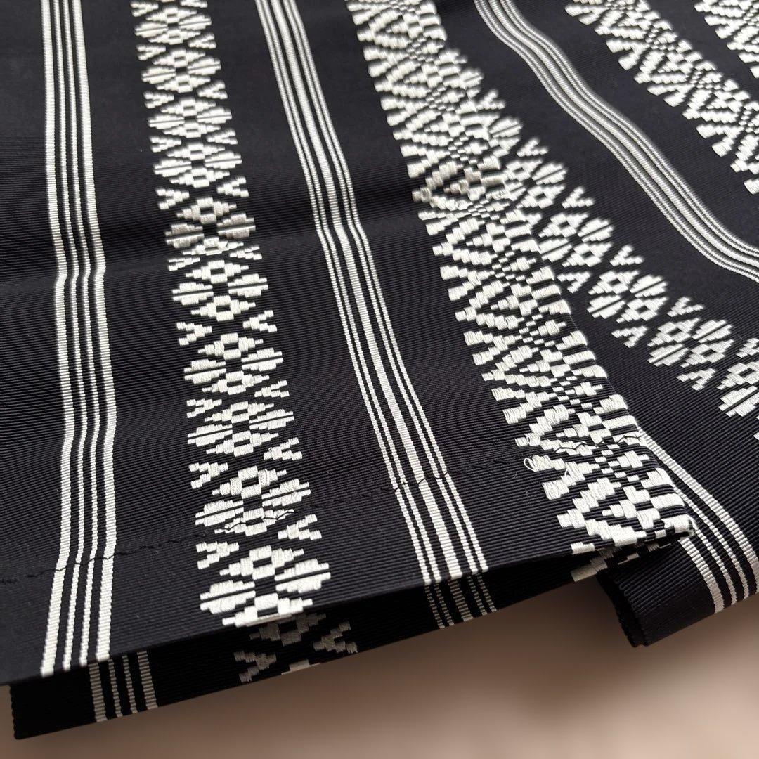 博多献上帯(黒×白)　名古屋帯　正絹